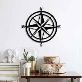 Wallity Compass Escultura de Pared Metálica Negra